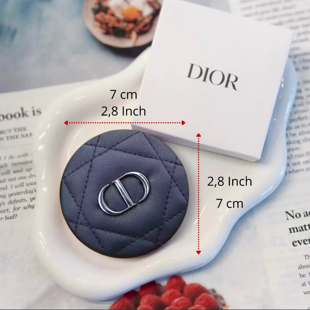 Dior Navy Quilted Compact with Silver Logo